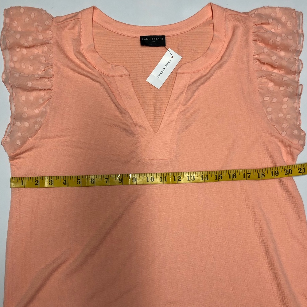 Lane Bryant coral Cap Sleeve Knit Top Size-14/16 - Picture 4 of 12